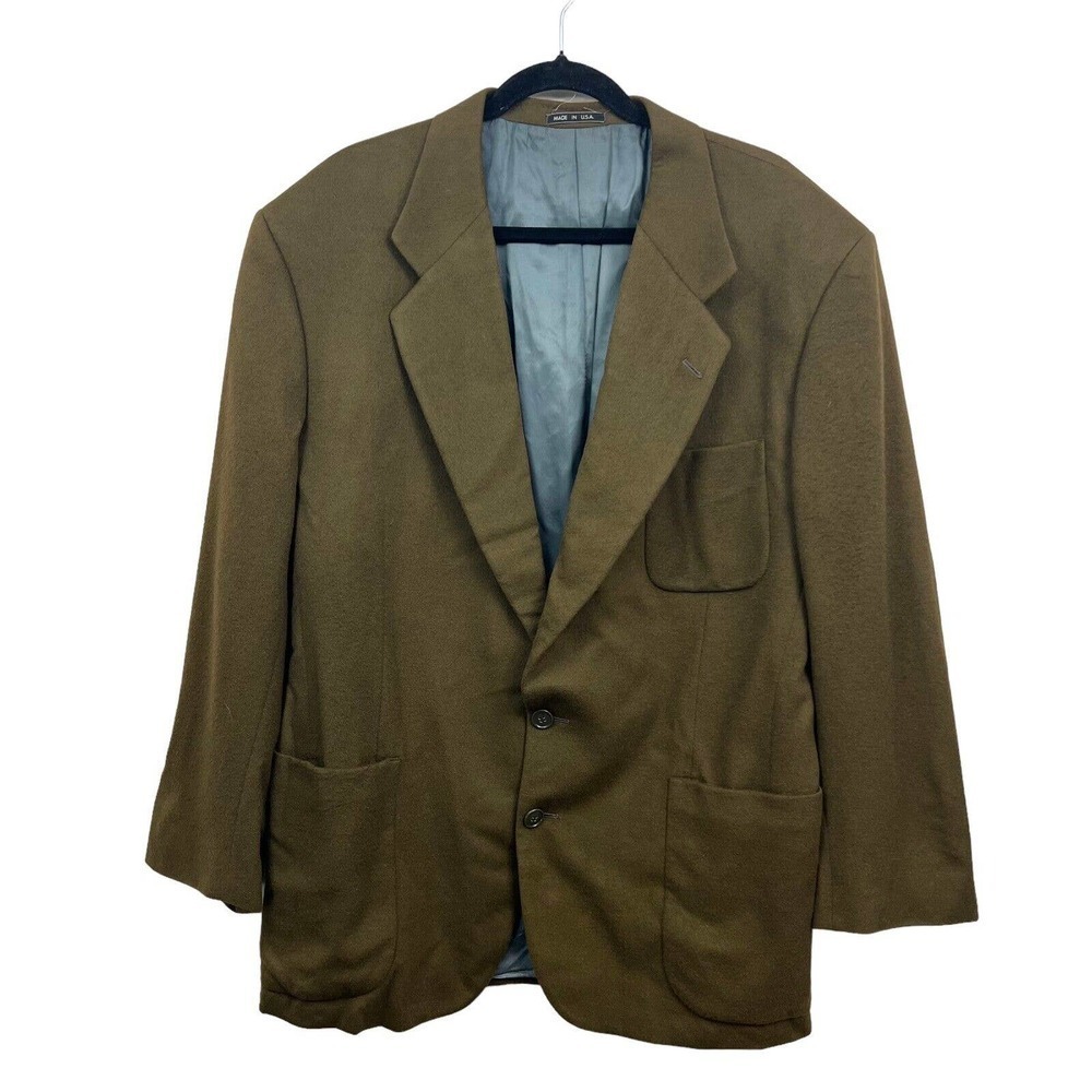 Ungaro Bloomingdales Sport Coat Blazer Wool Cashmere 2 Button Green Men 42R
